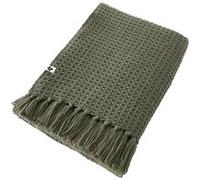 KARL - Plaid à Franges 100% Recyclé Tissage Nid d'abeilles 130x160cm Thym - Altobuy
