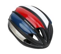 Karlak Casque de Cyclisme Unisexe, Conception en Fiber de Carbone Durable, Léger et Confortable, Ajustement pour Faire du Vélo, 1 unité (Rouge Bleu Blanc)
