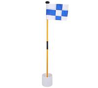 Karlak Ensemble de Mâts de Amovibles, 82cm, avec Drapeau à Grille Bleue et Blanche, pour la Pratique du Putting Green, Matériau Durable