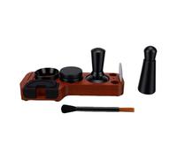 Karlak Ensemble de Pilon à café de 51 Mm avec Outils Précision pour Usage Domestique ou Professionnel, Comprend un Entonnoir Doseur et une Station Bourrage, du Bois Sapelli et des Matériaux en Acier
