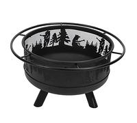 Karlak Foyer Extérieur de Grande Taille, Foyer au Bois en Fer forgé à Motifs d'animaux pour Patio, Cour, Jardin avec Couverture, Assemblage Facile