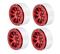 Karlak Moyeux de Roue Beadlock de 1.9 Pouces, 4 Pièces, pour Chenilles 1/10 RC, Résistance Exceptionnelle aux Chocs et Dissipation Thermique (Rouge)