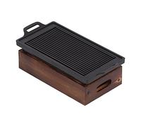 Karlak Plaque de Barbecue sans Fumée, Poêle à Gril Inclinée Antiadhésive avec Trou D'huile, Base à Double Usage pour L'éthanol ou Le Charbon de Bois, Plaque de Gril Robuste à Double