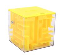 Karlak Tirelire Puzzle Labyrinthe, Boîte D'épargne Interactive Amusante pour Enfants, Cadeau éducatif en Plastique Durable de 8.5cm (Jaune)