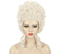 Karlery Femme Perruque Courte Blonde Platine Blanche Boucleé de Coloniale pour la Fête Halloween Costume Party