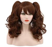 Karlery Femme Perruque Longue Bouclée Brune Foncée avec Double Queue De Cheval Perruque Perruque Lolita Clip En Griffe Épaisse Cordon De Serrage pour Carnaval Halloween Cosplay Déguisement Party