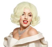 Karlery Femmes Perruque Courte Bouclée Blonde Platine Perruque Classique Vintage des Années 1920 Respirante Réglable en Taille pour la Fêtes d’Halloween Costume Party