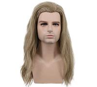 Karlery Homme Long bouclés Wave Blond et marron clair Perruque Halloween Cosplay Perruque Anime Costume Party Perruque
