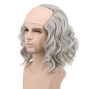Karlery Homme Perruque Courte Grise Bouclée de Bob Perruque Chauve Coloniale pour la Fête Halloween Costume Party