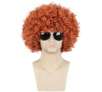 karlery Perruque afro courte bouclée orange style années 70 et 80 pour déguisement californien, Halloween, cosplay