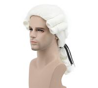 Karlery Perruque Coloniale Longue Ondulée Blanc de Juge pour Carnaval Halloween Cosplay Déguisement Party