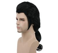 Karlery Perruque Coloniale Longue Ondulée Noire de Gaston pour Hommes pour Carnaval Halloween Cosplay Déguisement Party