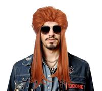 Karlery Perruque Longue Droite orange Ombrée pour Homme et Femme Perruque Mulet des Années 70 et 80 de Rocker Punk Respirante Taille Ajustable pour la Fêtes d’Halloween Costume Party
