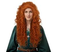 Karlery Perruque Longue Frisée Boucléé Orange Foncée de Femmes pour Carnaval Halloween Cosplay Déguisement Party