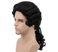 Karlery Perruque Longue Noire Bouclée de Femme et Homme Perruque Coloniale pour la Fête Halloween Costume Party