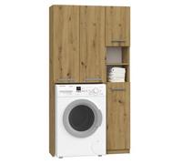 KARLI - Ensemble salle de bain style moderne - 96x30x183 - 4 portes+2 tablettes - Chêne artisan Chêne Artisan