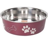 Karlie Ascar - Gamelle pour chien - Acier inoxydable - Rouge foncé - 2200 ml - Diamètre 21-23 cm
