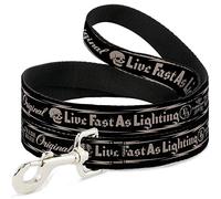 Karlie BD Skull Live Fast As Lightning Laisse pour Animal de Compagnie Noir/Orange Clair