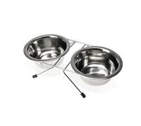 Karlie Duo Dinner Support de gamelle en Acier Inoxydable Argenté 380 ML Diamètre 9-13 cm