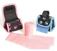 Karlie Easy Bag Porte-sacs à déjections canines en nylon avec 2 roulettes Noir/rose 5 x 7 cm