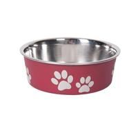 Karlie Ecuelle en acier inoxydable Ascar avec motif de patte rouge foncé 300 ml diam.10 - 12 cm