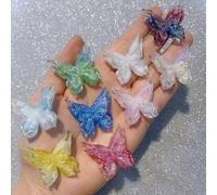 KARLOR Lot de 10 papillons décoratifs 3D - En résine - Cristal brillant - Décoration DIY - Accessoires de cheveux - Charmes - Chaîne - Pendentif - Accessoire de bricolage - Brillant dans le noir