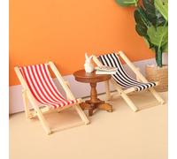 KARLOR Lot de 2 mini chaises de plage décoratives - Chaises longues miniatures - Chaises de plage - Scène 1:12 - Décoration de paysage - Mini meubles de jardin miniature - Coussin pliable (chaise de