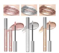 KARLOR Lot de 3 rouges à lèvres métallisés - Paillettes argentées, dorées, roses, mates, métallisées, liquides, brillantes, punk