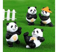 KARLOR Lot de 4 mini figurines pandas - Décoration de jardin - Statues de dessin animé - Statues miniatures d'animaux - Panda - Décoration de chambre - Micro paysage - Décoration de bureau
