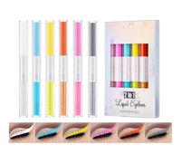 KARLOR Lot de 6 crayons eyeliner colorés 2 en 1 - Mats et brillants - Imperméable - Liquide - Eyeliner ultra fin - Brillant - Fard à paupières fluo - Liquide à paillettes - Maquillage des yeux longue