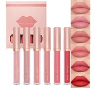 KARLOR Lot de 6 rouges à lèvres liquides mats - Bois de rose nude rose corail rouge pêche - Rouge pêche - Rouge à lèvres - Rouge à lèvres - Rouge à lèvres soyeux - Tenue 24 heures - Coffret cadeau (A)