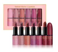 KARLOR Lot de 6 rouges à lèvres, mats, en bois de rose, nude, rouge, rose, corail, rouge à lèvres, 24 heures, rouge à lèvres, rose hydratant, soyeux