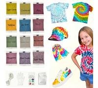 KARLOR Tie Dye Kit de 12 couleurs pour textile, teinture pour tissu, pour bricolage, textile, vêtements, batik, pour chemises, sweat-shirts, adultes, enfants, projets faits à la main (sans bouteille)