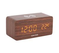 Karlsson - Bloc réveil avec chargeur de téléphone LED - Bois foncé