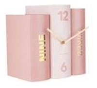Karlsson KA5730 Horloge à poser Trompe-l'oeil Livres Book Rose Carton rigide et métal H20 x 20 x 15 cm