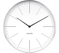 Karlsson Horloge Murale Normann Station Blanche, Boîtier Brossé, Ø37,5cm