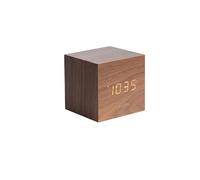 Karlsson KA5655DW Réveil Mini Cube Placage Bois LED 8 x 8 cm