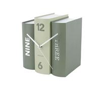 Karlsson KA5756GR Horloge à Poser Trompe-l'oeil Livres Book Vert Carton Rigide et métal H20 x 20 x 15 cm