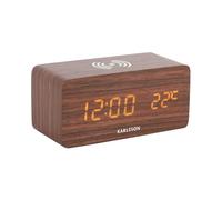 Karlsson Réveil Block w. Phone Charger LED - Brun - 7.4x15x7.1cm | Rectangle - Modern - MDF - Réveil - Réveil pour Chambre - Pour Chambre et Bureau