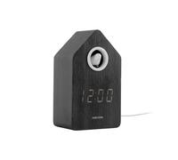 Karlsson Réveil Cuckoo LED - Bois Noir - 6x9x15.3cm | Rectangle - skandinavisch - Bois - Moderne Horloge Murale Coucou - Pendule Murale - Décoration murale pour Salon et Chambre