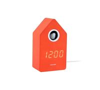 Karlsson Réveil Cuckoo LED - Orange - 9x9x15.8cm | Rectangle - Modern - Bois - Moderne Horloge Murale Coucou - Pendule Murale - Décoration murale pour Salon et Chambre