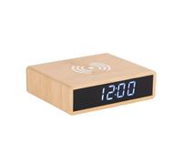 Karlsson Réveil Fat w. Phone Charger LED - Brun - 8x10.6x3.1cm | Rectangle - Modern - Bambou - Réveil - Réveil pour Chambre - Pour Chambre et Bureau