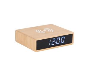 Karlsson Réveil Fat w. Phone Charger LED - Brun - 8x10.6x3.1cm | Rectangle - Modern - Bambou - Réveil - Réveil pour Chambre - Pour Chambre et Bureau
