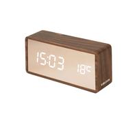 Karlsson - Réveil LED à miroir en cuivre - bois foncé