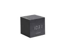 Karlsson Réveil Mini Cube - Noir - 8x8x8cm | Carré - skandinavisch - Bois de placage - Réveil - Réveil pour Chambre - Pour Chambre et Bureau