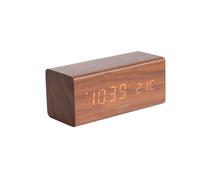 Karlsson Réveil Block KA5652DW – Rectangulaire bois foncé LED 16 cm Quartz