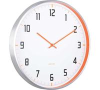 Karlsson Sports, Horloge, murale, ronde, orange, blanche, aluminium, pile