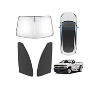 Karltys Lot de 3 pare-soleil pour pare-brise Chevy Silverado/GMC Sierra 1500 210T de 2014 à 2018, pare-soleil épais pour fenêtre avant et latérale, pare-soleil pliable, bloque les UV, garde votre