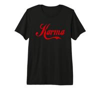 Karma Grand Texte Rouge Gras CONÇU T-Shirt Haut de Gamme