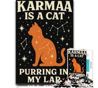 Karma is a Cat Poster, Cosmic Cat Wall Art, A Puzzle, 1000 pièces | Activité puzzle de table pendant les vacances, pour une pause sans écran.